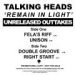 Talking Heads, 'Remain In Light' Unreleased Outtakes